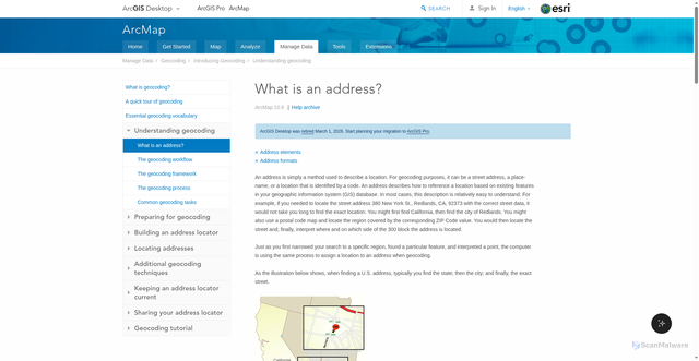 Security scan screenshot of https://desktop.arcgis.com/en/arcmap/latest/manage-data/geocoding/what-is-an-address.htm