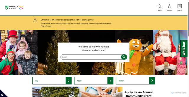 Security scan screenshot of https://www.welhat.gov.uk:443/