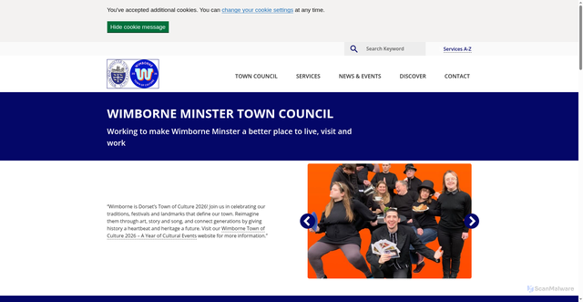 Security scan screenshot of http://www.wimborne.gov.uk