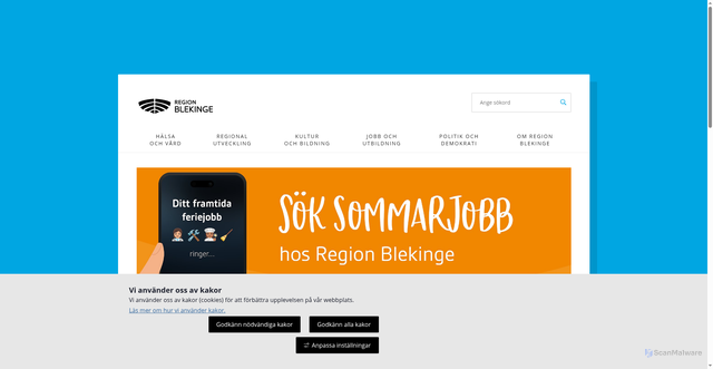 Security scan screenshot of https://regionblekinge.se/