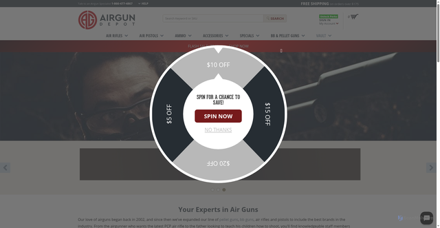 Security scan screenshot of https://airgundepot.com
