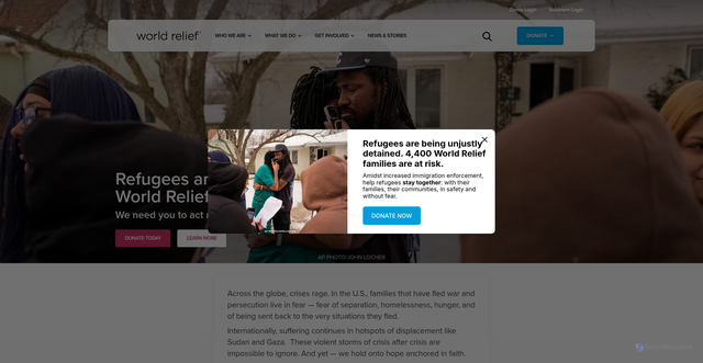 Security scan screenshot of https://worldrelief.org/