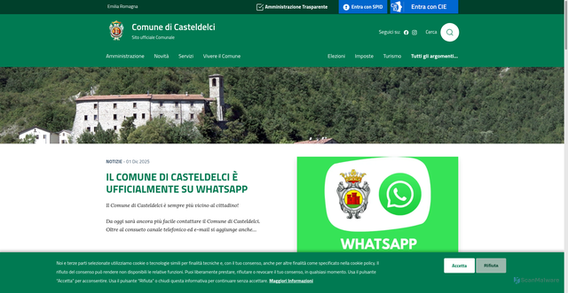 Security scan screenshot of https://www.comune.casteldelci.rn.it/
