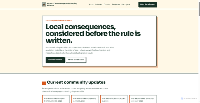 Security scan screenshot of community-choice-vaping-alliance.pages.dev