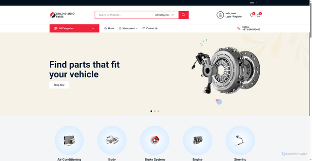 Security scan screenshot of https://online-auto.parts/