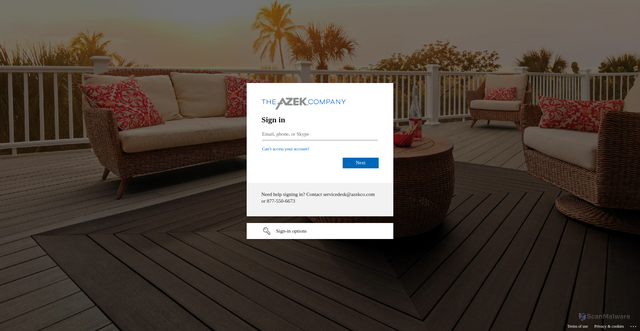 Security scan screenshot of https://azekconnect.com