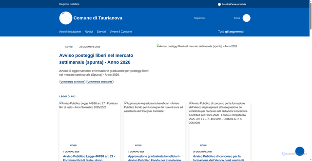 Security scan screenshot of https://www.comune.taurianova.rc.it/it