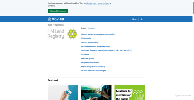 Security scan screenshot of https://www.gov.uk/government/organisations/land-registry