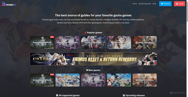 Security scan screenshot of https://prydwen.gg