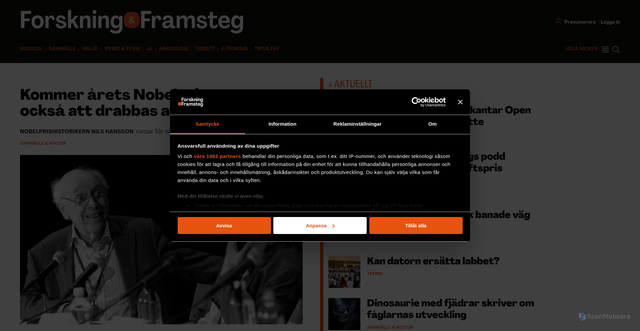Security scan screenshot of https://xn--populrvetenskap-4kb.se