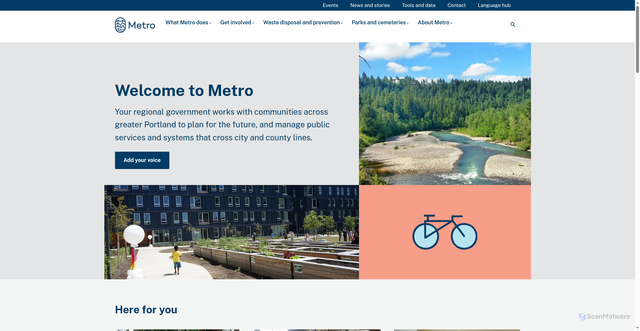 Security scan screenshot of https://www.oregonmetro.gov/