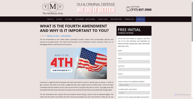 Security scan screenshot of https://www.themcshanefirm.com/blogs/what-is-the-4th-amendment/