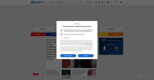 Security scan screenshot of https://jakarta.tribunnews.com