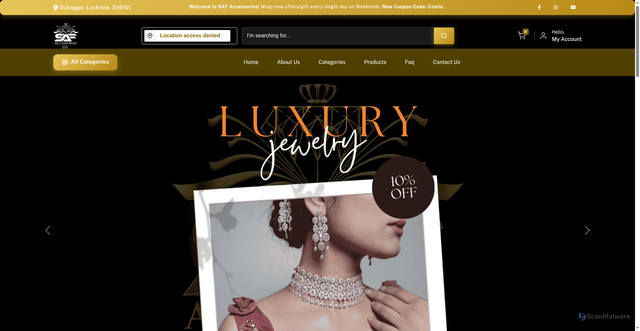 Security scan screenshot of https://safaccessories.in/index.php?page=4&color=all&min_price=&max_price=&sort=newest