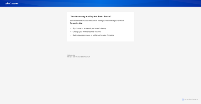 Security scan screenshot of https://ticketmaster.es