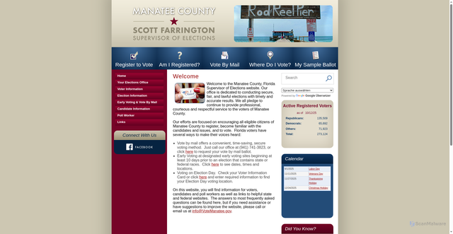 Security scan screenshot of https://www.votemanatee.gov/