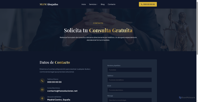 Security scan screenshot of abogados-madrid.pages.dev