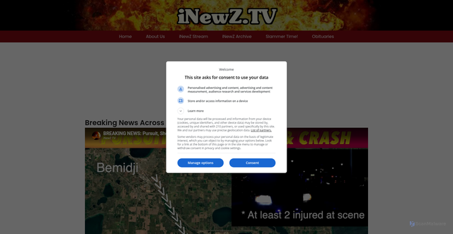 Security scan screenshot of https://inewz.tv/