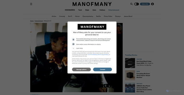 Security scan screenshot of https://manofmany.com/entertainment/movies-tv/rush-hour-4-confirmed
