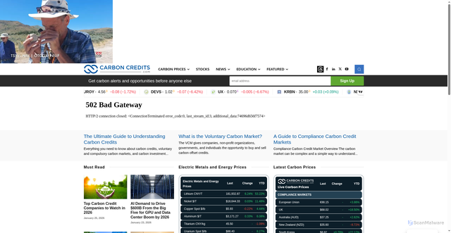 Security scan screenshot of https://carboncredits.com