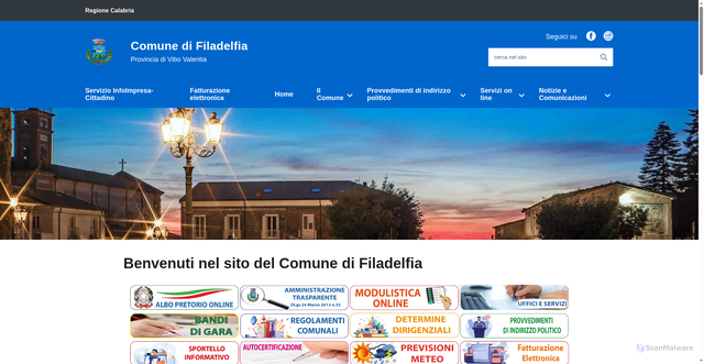 Security scan screenshot of https://www.comune.filadelfia.vv.it/