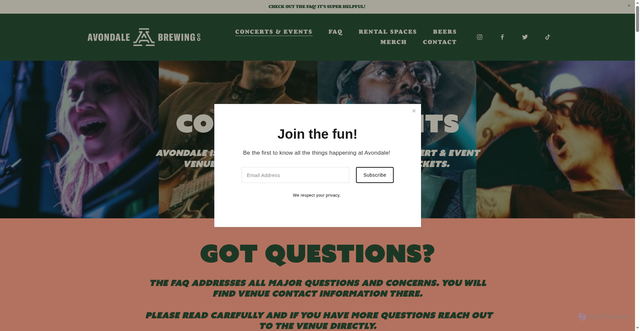 Security scan screenshot of https://www.avondalebrewing.com/calendar-tickets