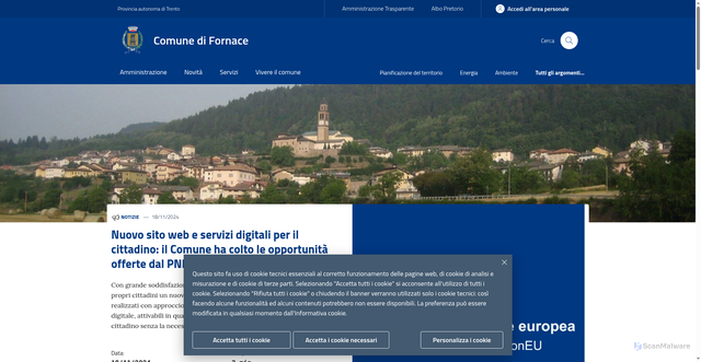 Security scan screenshot of https://www.comune.fornace.tn.it/