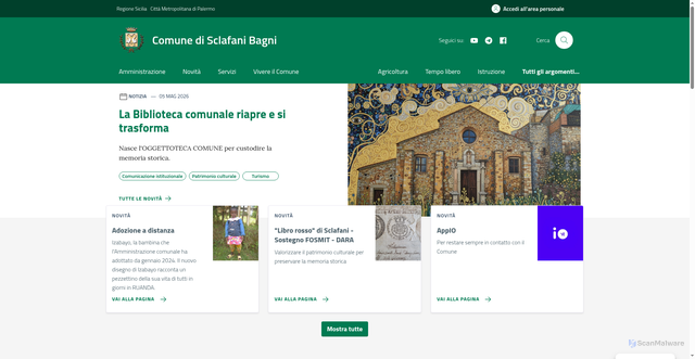 Security scan screenshot of https://www.comune.sclafanibagni.pa.it