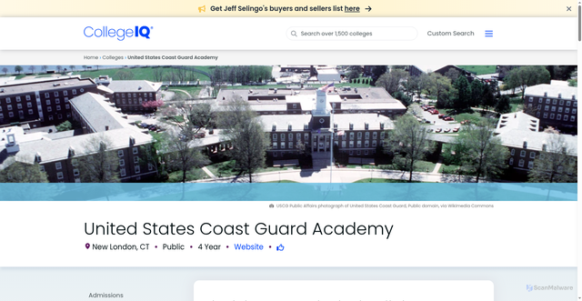 Security scan screenshot of https://collegeiq.com/colleges/united-states-coast-guard-academy