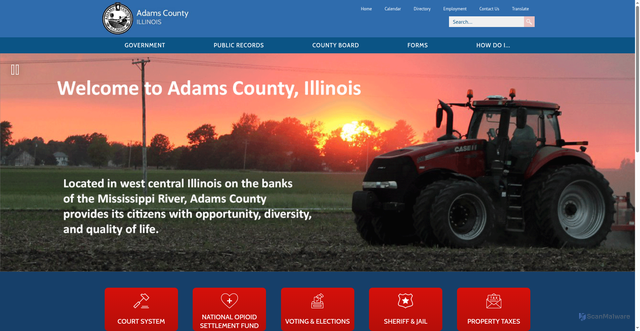 Security scan screenshot of https://www.adamscountyil.gov/
