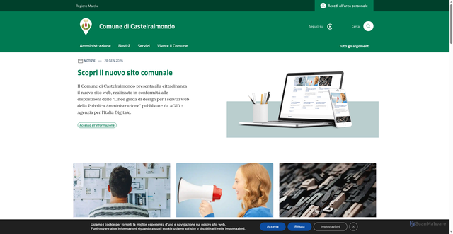 Security scan screenshot of https://www.comune.castelraimondo.mc.it/