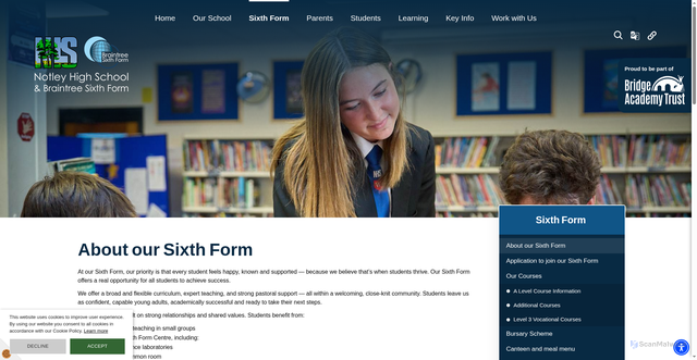 Security scan screenshot of https://notleyhigh.com/About-our-Sixth-Form/