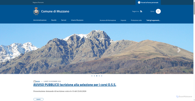 Security scan screenshot of https://www.comune.muzzano.bi.it/