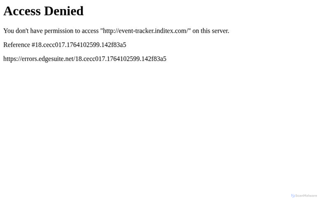 Security scan screenshot of https://event-tracker.inditex.com/