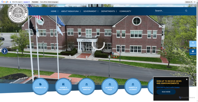 Security scan screenshot of https://niskayuna.gov/