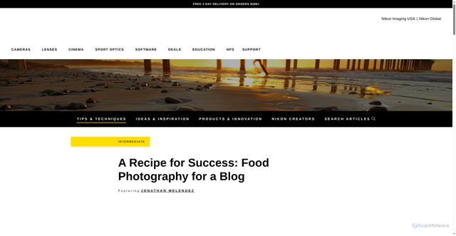 Security scan screenshot of https://www.nikonusa.com/learn-and-explore/c/tips-and-techniques/a-recipe-for-success-food-photography-for-a-blog