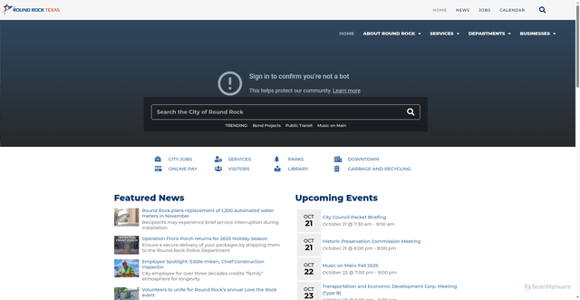 Security scan screenshot of https://www.roundrocktexas.gov/