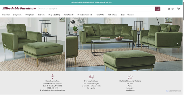 Security scan screenshot of https://www.affordablefurniturehouston.com