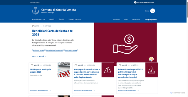 Security scan screenshot of https://www.comune.guardaveneta.ro.it/home/index.html
