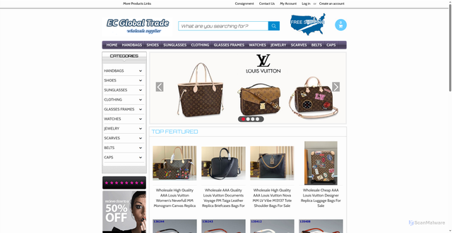 Security scan screenshot of https://aaahandbags.ru