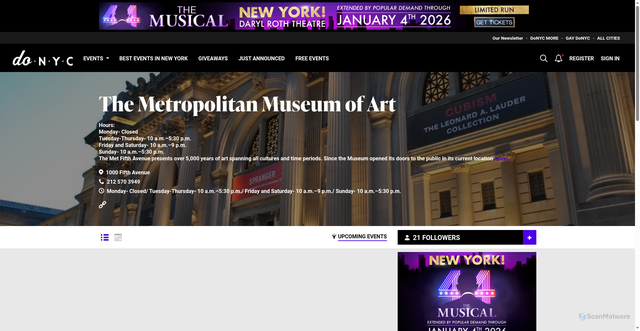 Security scan screenshot of https://donyc.com/venues/the-metropolitan-museum-of-art