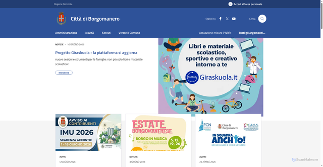 Security scan screenshot of https://www.comune.borgomanero.no.it