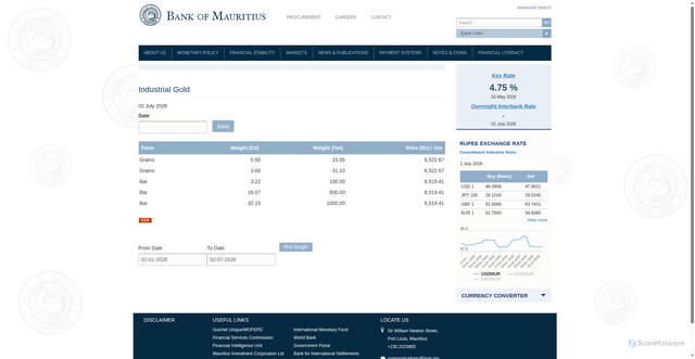 Security scan screenshot of https://www.bom.mu/industrial-gold
