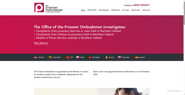 Security scan screenshot of http://www.niprisonerombudsman.gov.uk/