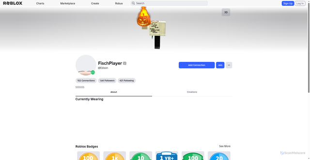 Security scan screenshot of https://rroblox.wf/users/1062657295/profile