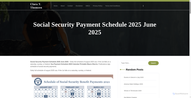 Security scan screenshot of https://clarathomsent.pages.dev/rsdna-social-security-payment-schedule-2025-june-2025-niogo/