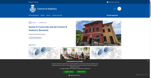Security scan screenshot of https://www.comune.viadanica.bg.it/it