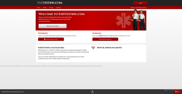 Security scan screenshot of https://my.emstesting.com