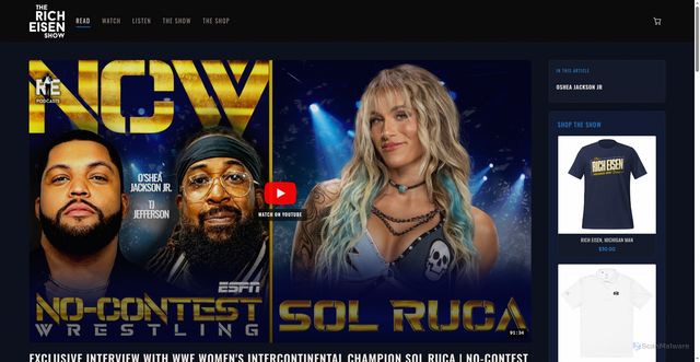 Security scan screenshot of https://richeisenshow.com/read/exclusive-interview-with-wwe-womens-intercontinental-champion-sol-ruca-no-contest-wrestling