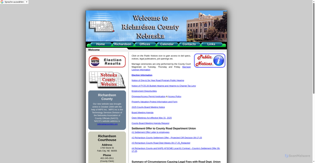 Security scan screenshot of https://richardsoncountyne.gov/